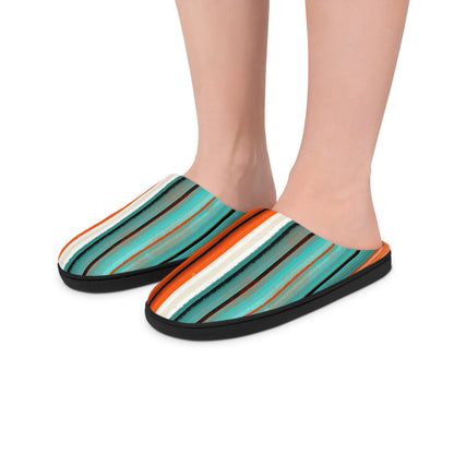 Stylish Women's Indoor Slippers - Cozy, Colorful, Striped Footwear for Relaxation, Home, Gifts, & Everyday Use