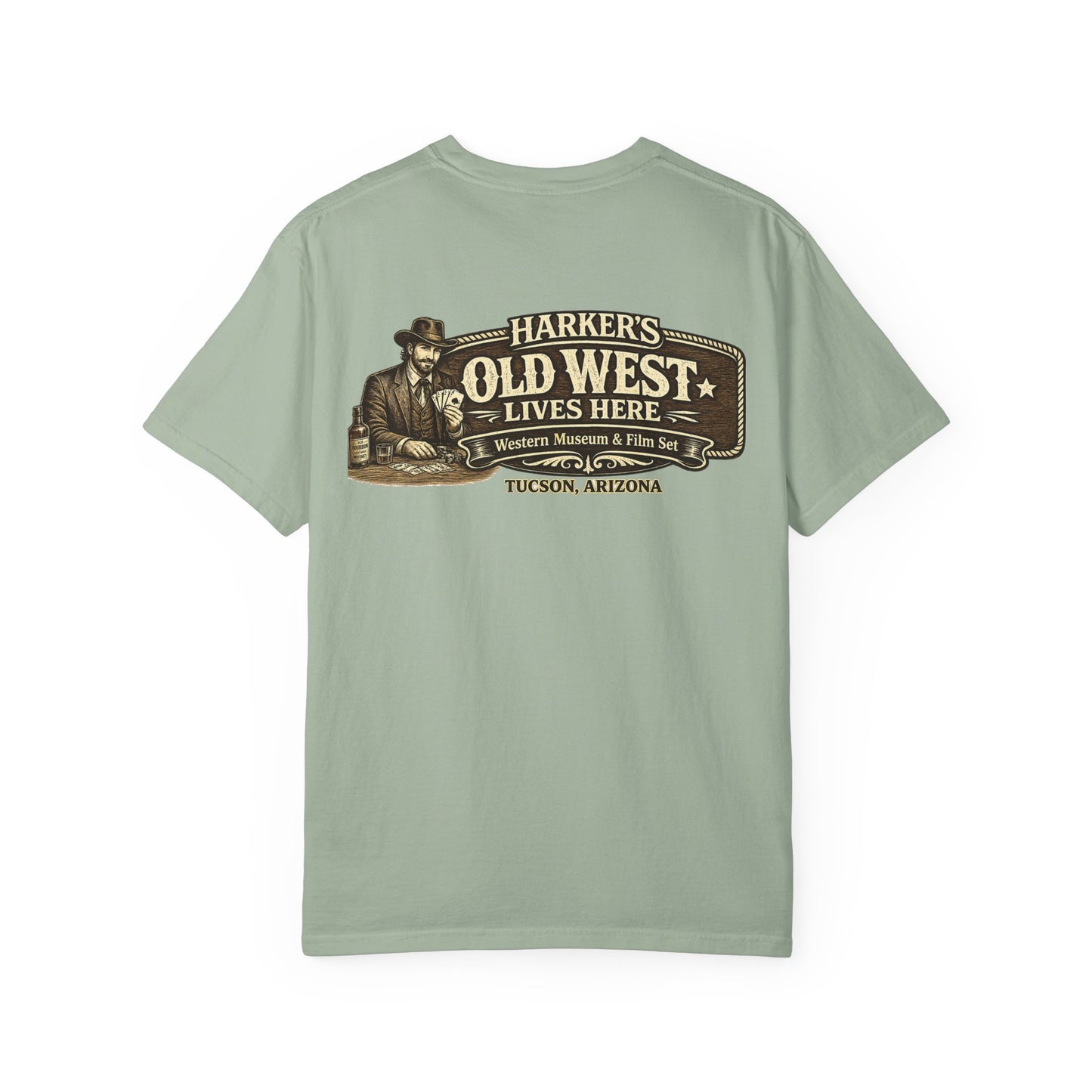 Harker's Gambler Unisex T-Shirt — “Harker’s Old West Lives Here” Vintage Western Tee