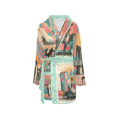 Baha Ranch Honky Tonk Kitsch Ranch Life Plush Minky Fleece Robe