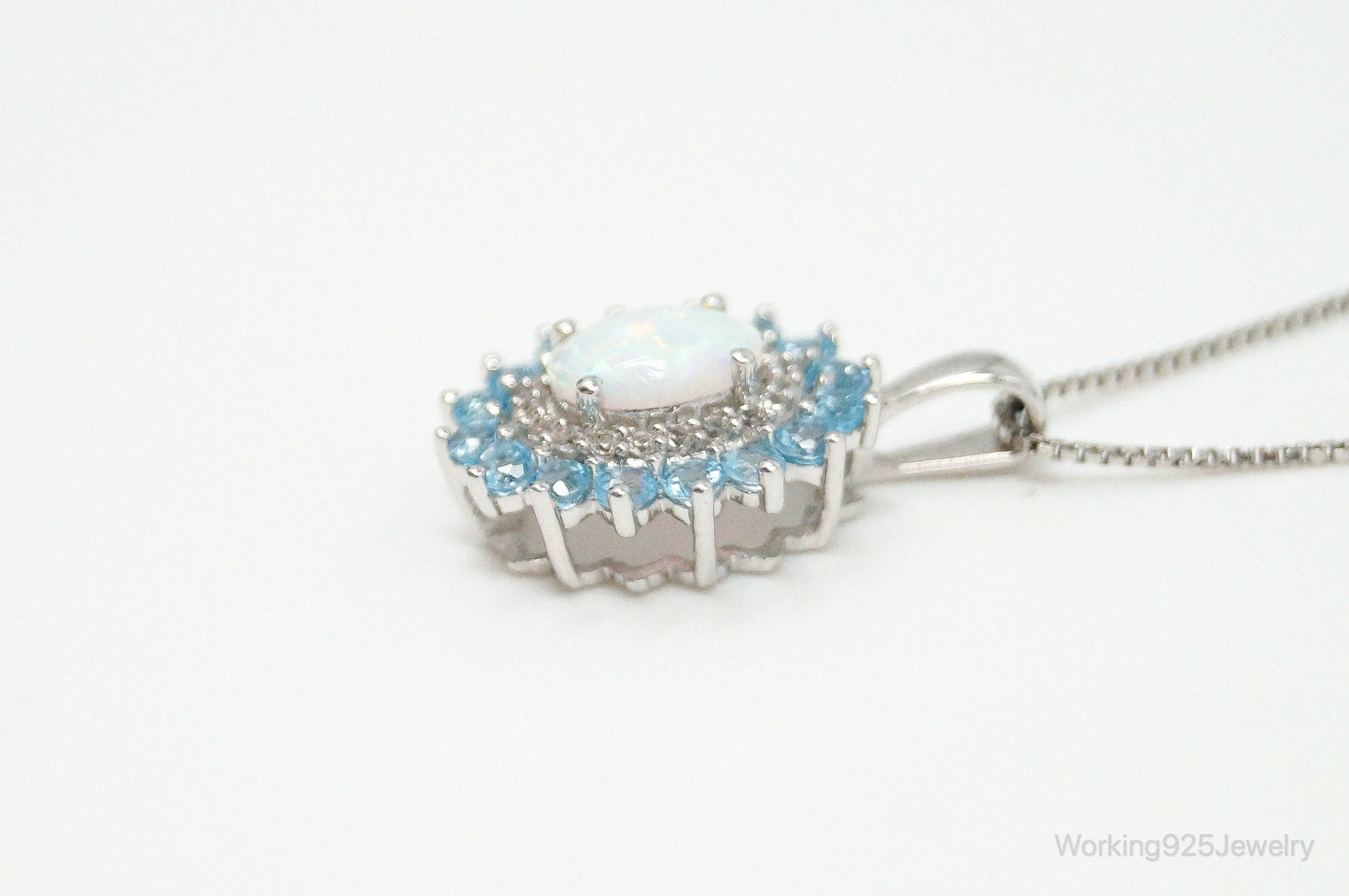 Designer Jane Seymour Blue Topaz Cubic Zirconia Sterling Silver Necklace