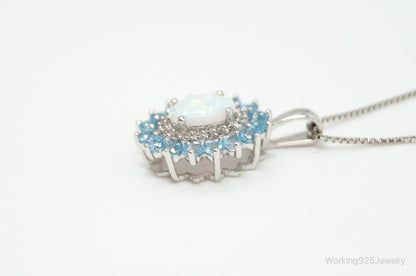Designer Jane Seymour Blue Topaz Cubic Zirconia Sterling Silver Necklace