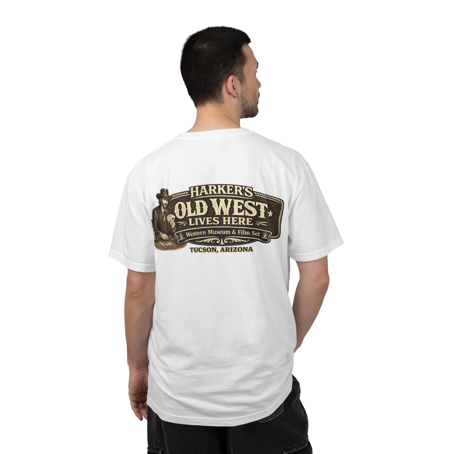 Harker's Gambler Unisex T-Shirt — “Harker’s Old West Lives Here” Vintage Western Tee