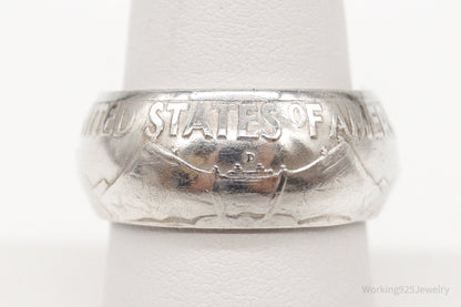 Vintage 1960 Half Dollar Silver Ring - Size 7