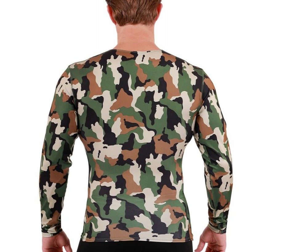 Insta Slim Big and Tall Camo Activewear Long Sleeve V-Neck 3VLST01BT