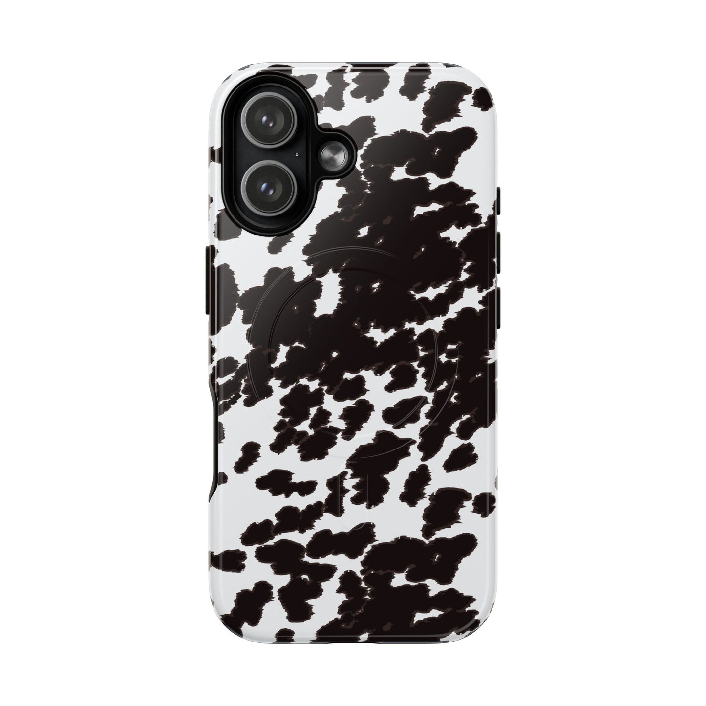 Cow Print Tough Magnetic Phone Case — Black & White Protective MagSafe Cover