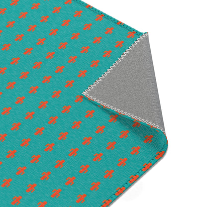 Turquoise & Coral Dot Area Rug — Modern Geometric Accent Rug for Living Room, Bedroom, or Nursery