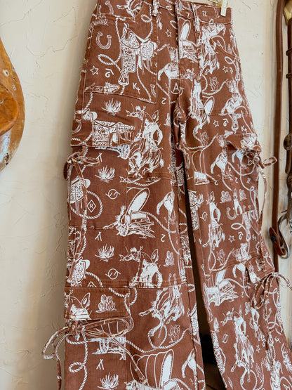 The Ranch Roundup Western Print Cargo Jeans