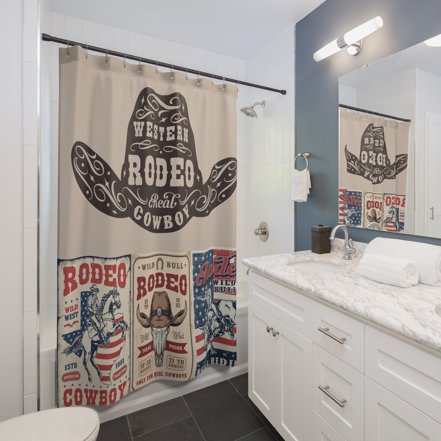 Western Rodeo Cowboy Shower Curtain - Rustic Home Décor for Western Lovers