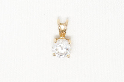 Vintage Gold Vermeil Cubic Zirconia Stone Sterling Silver Necklace Pendant