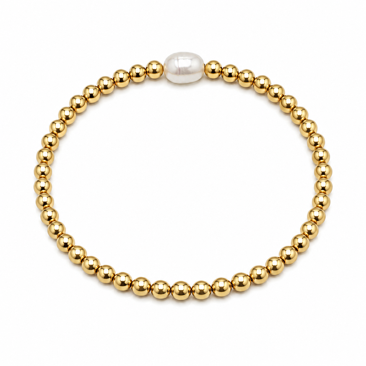 18K gold plated stainless steel bead bracelet