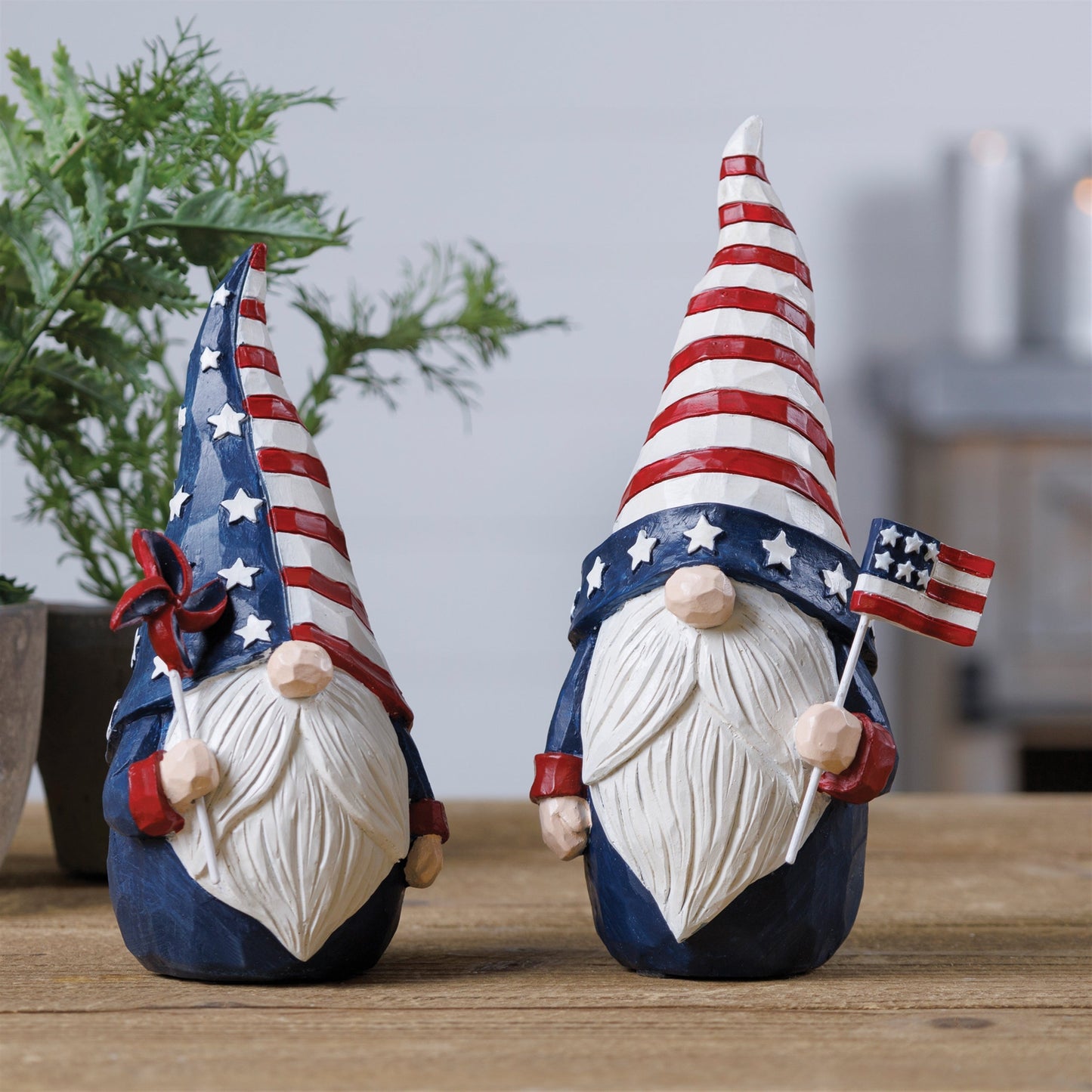 Set of 2 Americana Gnome Figurines for Patriotic Decor