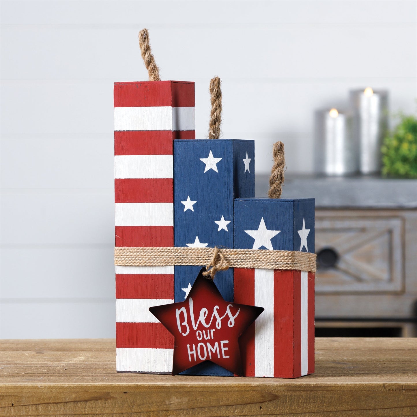 Rustic Americana Firecracker Block Set 14" Tall