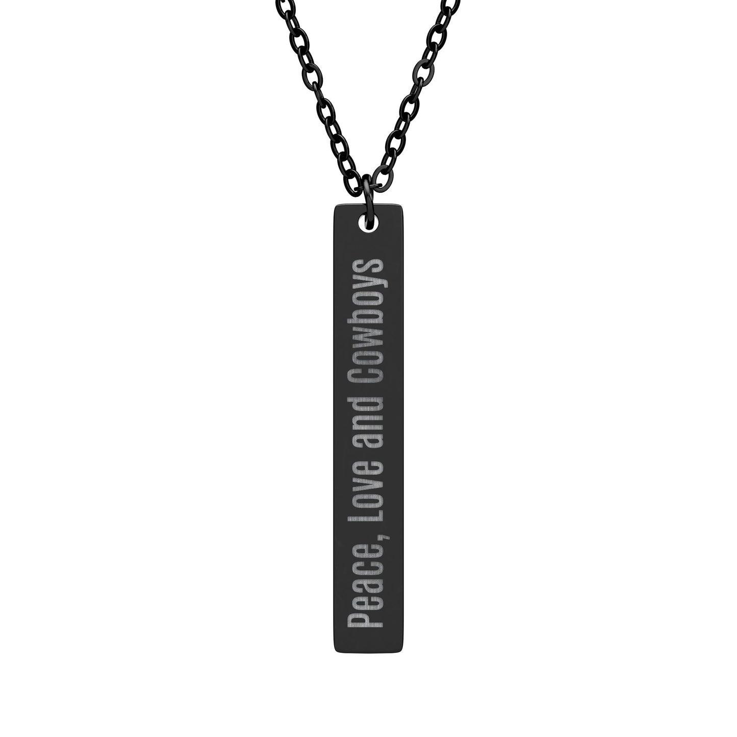Peace, Love and Cowboys - Vertical Bar Necklace with Engraving