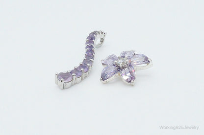Amethyst Cubic Zirconia Sterling Silver Necklace Pendants