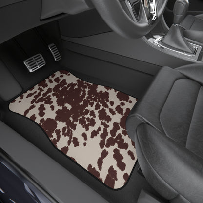 Brown Cow Print Car Mats - Set of 4
