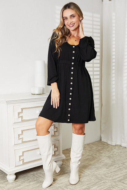 Double Take Scoop Neck Empire Waist Magic Dress