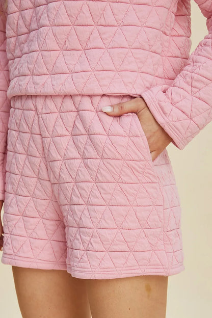 Double Take Textured Long Sleeve Top & Shorts Set