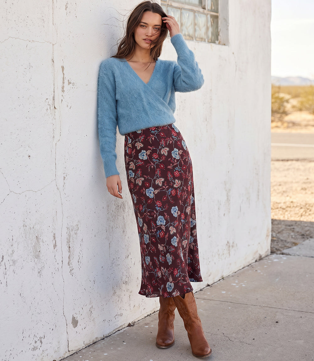 Bias Cut Midi Skirt