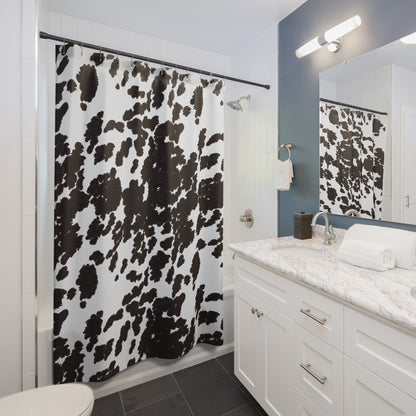 Cow Print Shower Curtain — Black & White Farmhouse Bath Decor