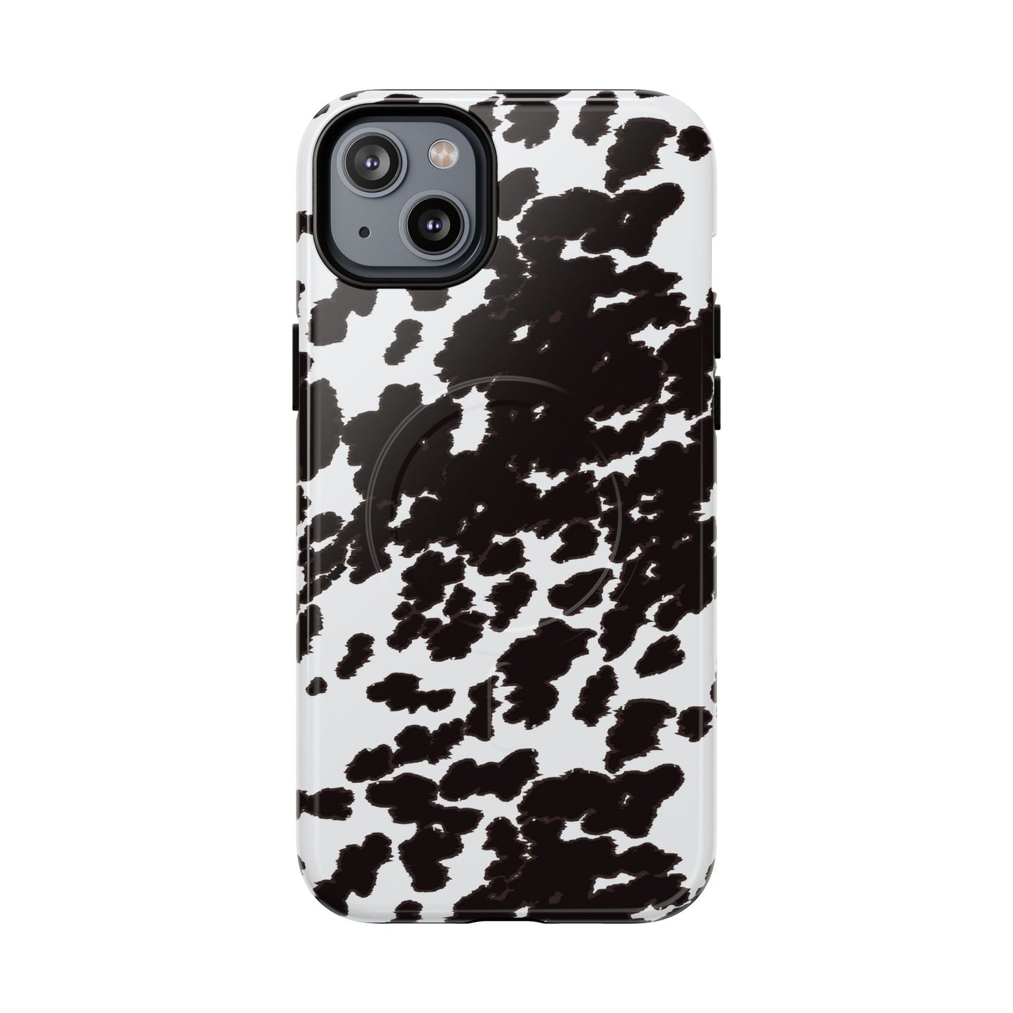 Cow Print Tough Magnetic Phone Case — Black & White Protective MagSafe Cover