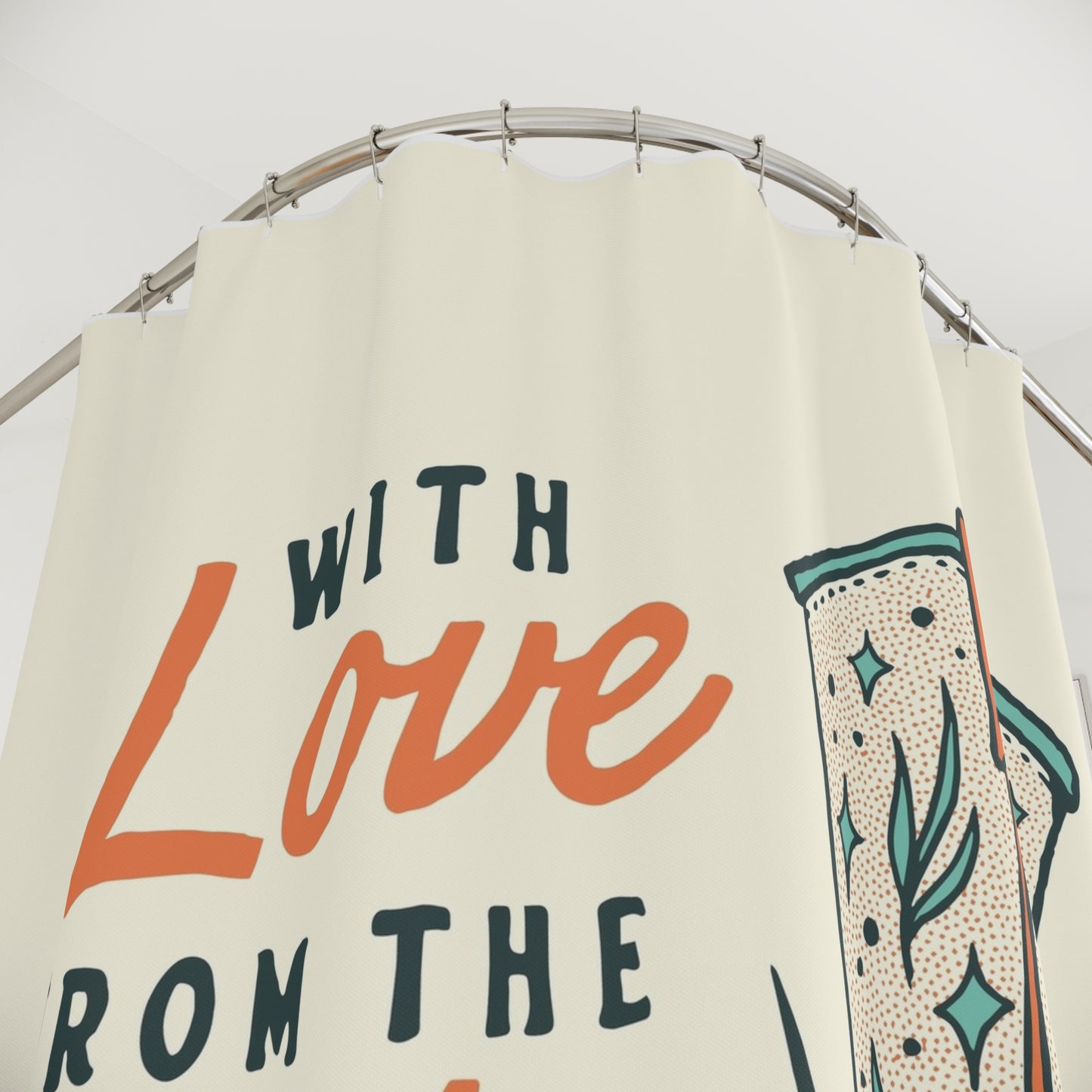 Western Boot Shower Curtain — "With Love From The West" Rustic Cowboy Bathroom Decor