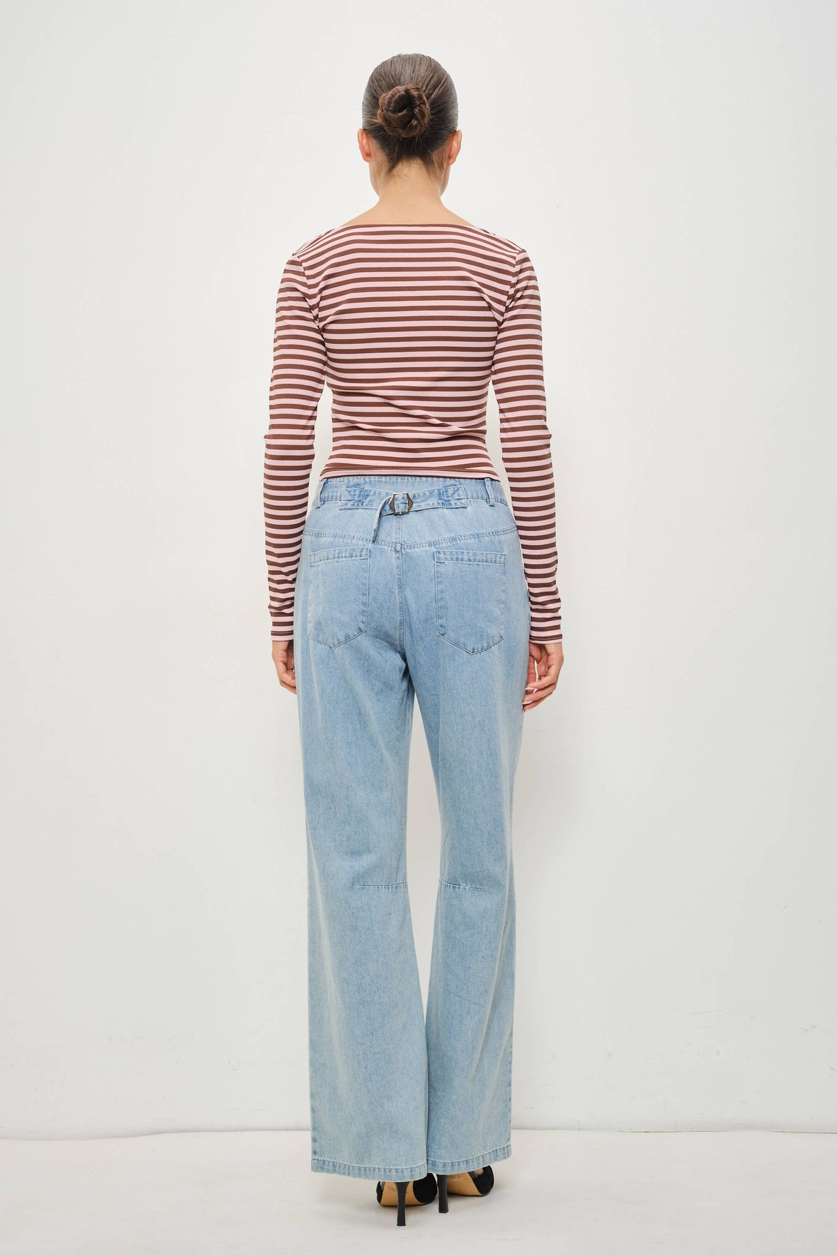 RAINEY BUTTON DETAIL STRIPED TOP