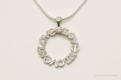 Vintage Cubic Zirconia "Love" Sterling Silver Necklace