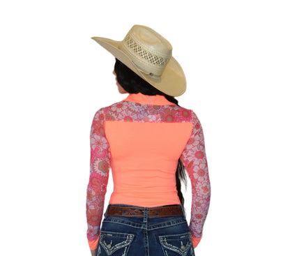 AeroTEQ Girls Wildflower Fever Mesh Pearl Snap Rodeo Shirt