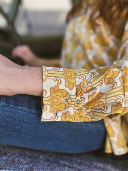 Streets Of Gold Golden Yellow Tulip Zipper Front Blouse