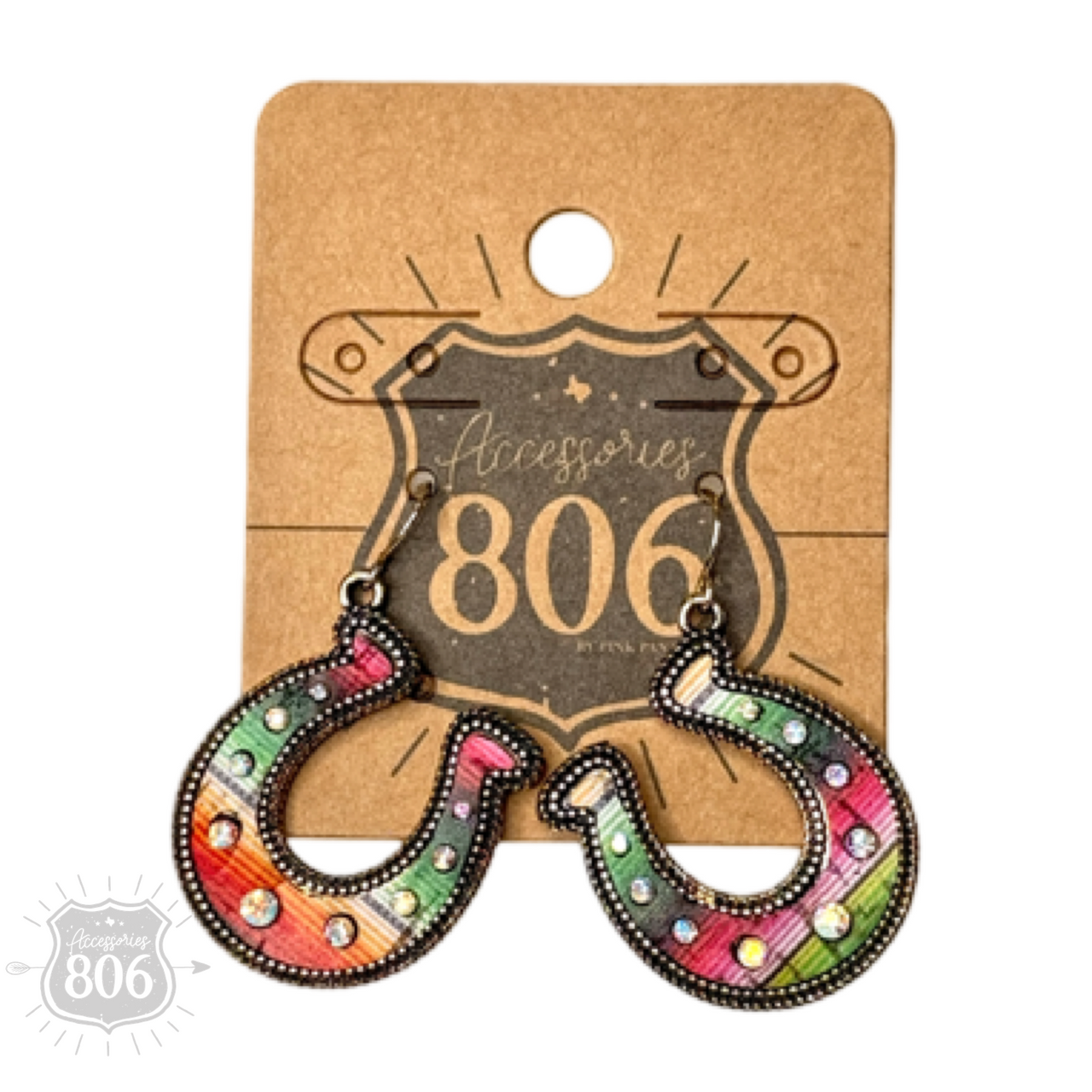 Western serape horseshoe earring - LC