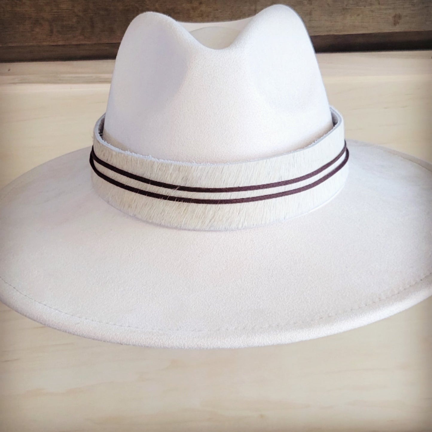 Wide Genuine Hair Hide White Hat Band Only 954j