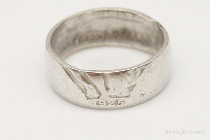 Vintage 1925 Standing Liberty Quarter Dollar Coin Silver Ring - Size 6.75