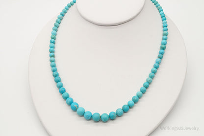 VTG Southwestern Desert Rose Trading Turquoise Bead Sterling Silver Necklace