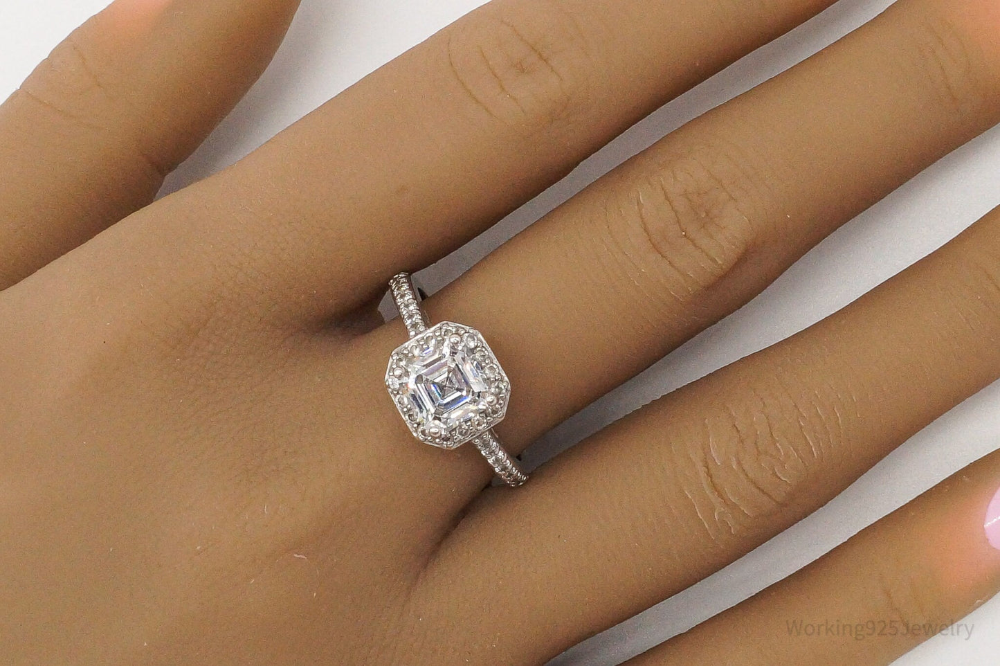 Vintage Cubic Zirconia Sterling Silver Ring Size 9