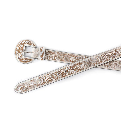 Talon High Desert Hand-Tooled Leather Belt – White Floral