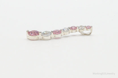 Vintage Pink & White Cubic Zirconia Sterling Silver Pendant