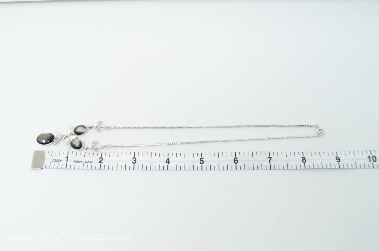 Vintage Designer Van Dell Black MOP Sterling Silver Necklace