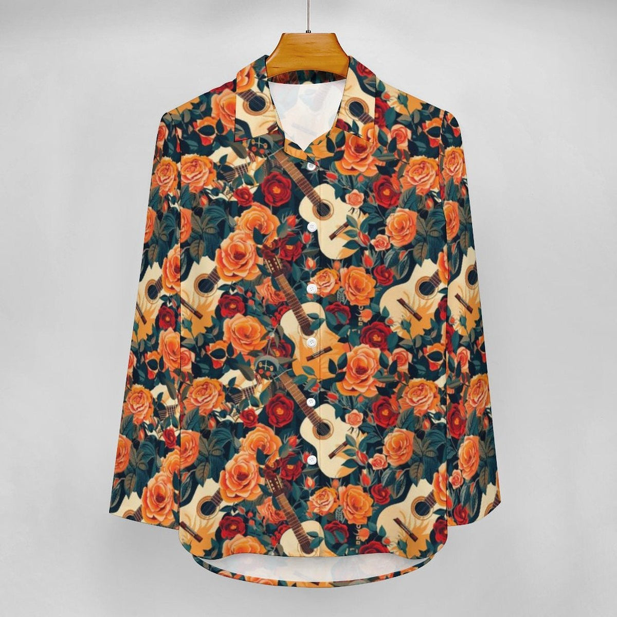 Baha Ranch Colores de Mexico Guitars and Roses Button up Blouse