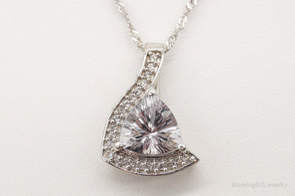 Vintage Designer TGGC Art Deco Cubic Zirconia Sterling Silver Necklace