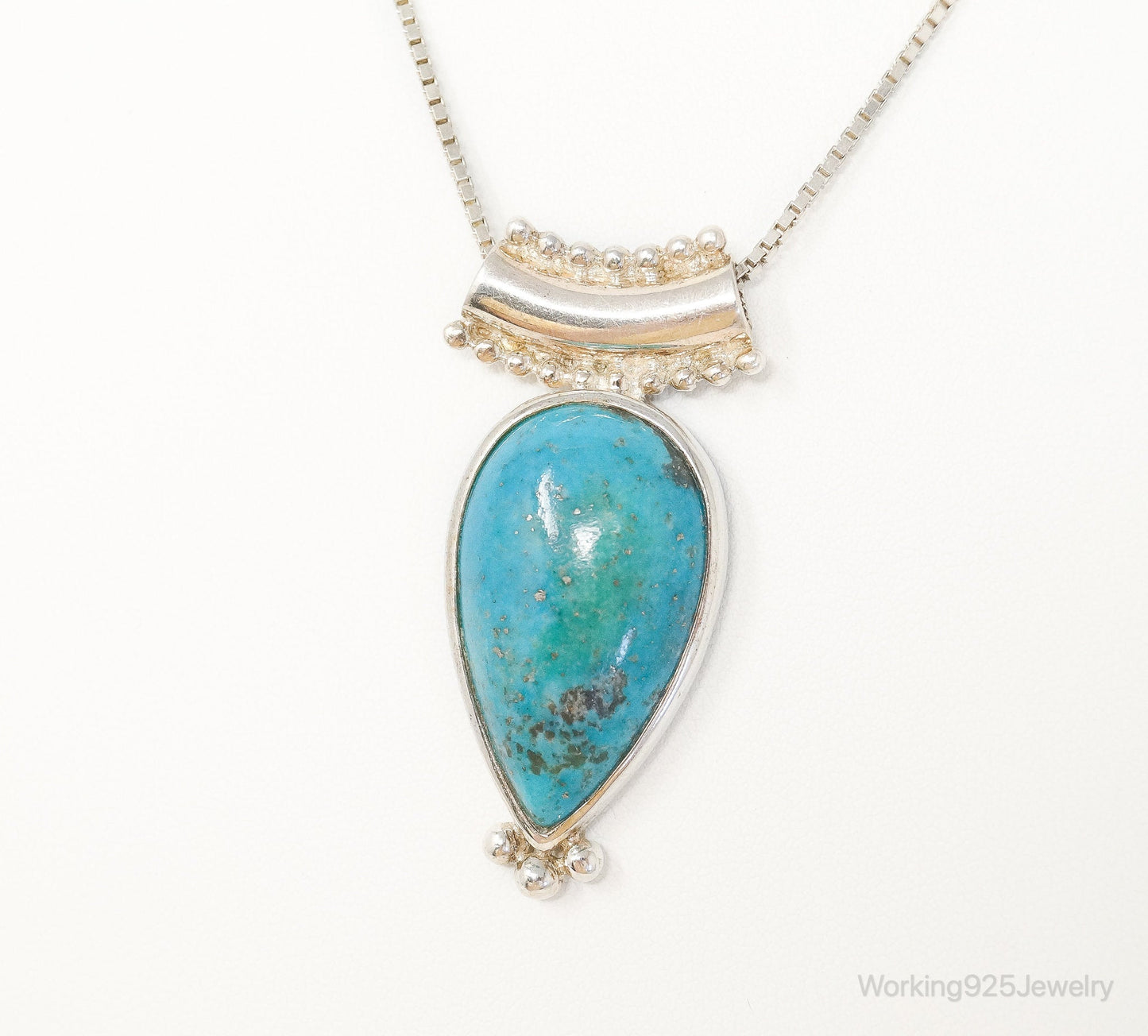 Designer Whitney Kelly WK Large Turquoise Sterling Silver Necklace