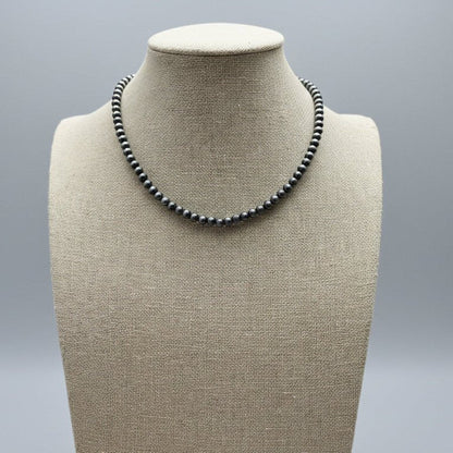 5mm Burnished Faux Silver Pearl Choker & Earring Set — Western Adjustable Set