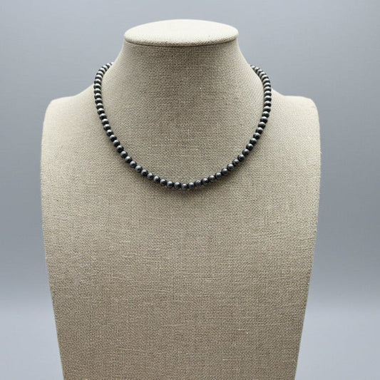 5mm Burnished Faux Silver Pearl Choker & Earring Set — Western Adjustable Set