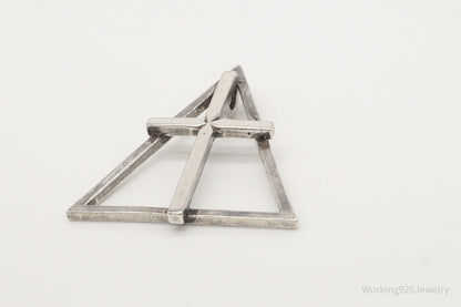 Large Antique Cross Sterling Silver Pendant