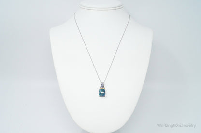 Vintage Blue Opal Amethyst Gold Vermeil Sterling Silver Necklace