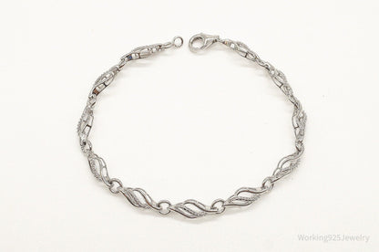 Designer JWBR Single Diamond Linked Sterling Silver Bracelet