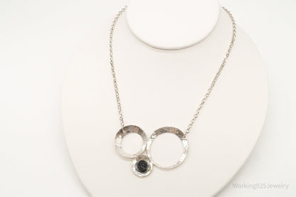 Modernist Druzy Quartz Sterling Silver Necklace