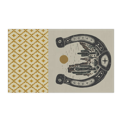 Western Horseshoe Tea Towel — Desert Cactus Sun Cotton Kitchen Towel