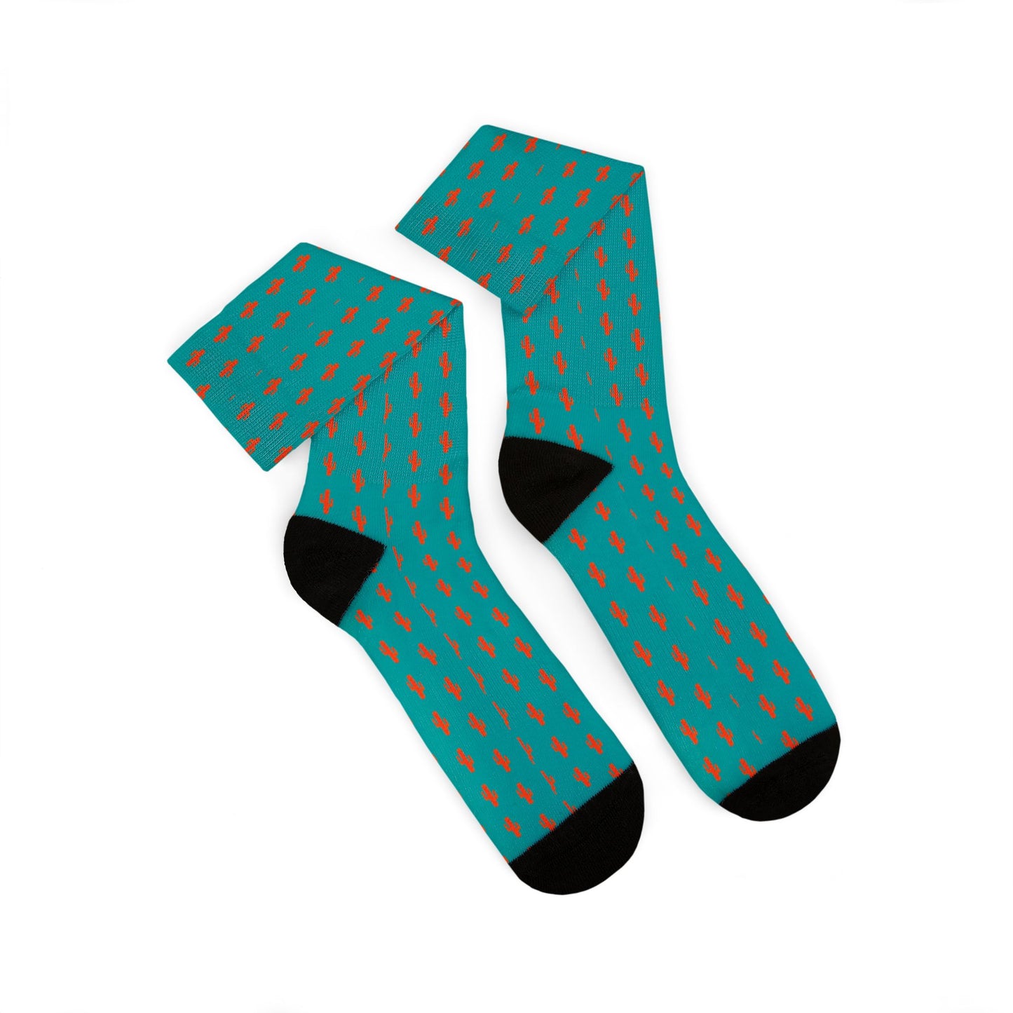 Colorful Patterned Sublimation Socks — Teal Dot & Multistripe Crew Socks