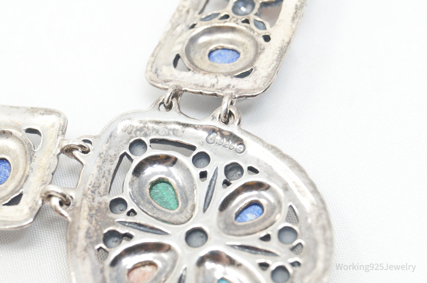 Vintage Carolyn Pollack Relios Multi Gem Western Sterling Silver Necklace