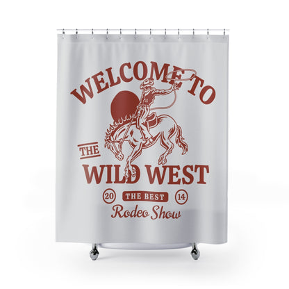 Rodeo Shower Curtain - "Welcome to the Wild West" Cowboy Bathroom Decor